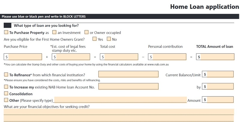 home loan application